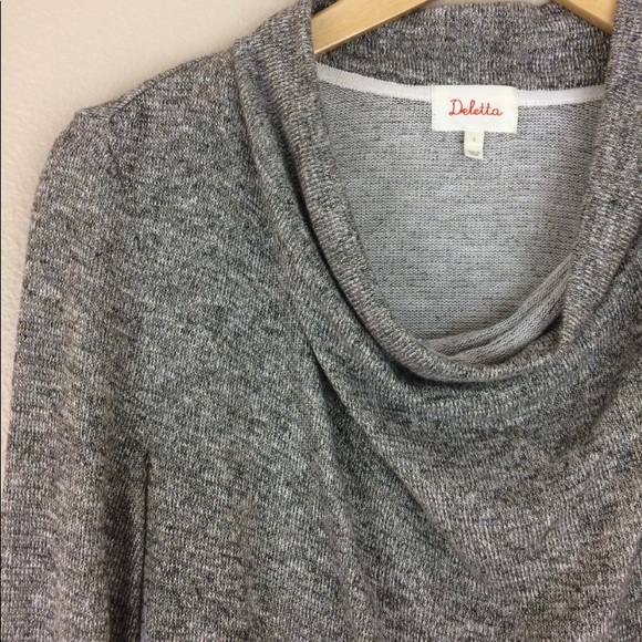 Deletta Drape Neck Grey Gold Shimmer Shirt S - Picture 3 of 4